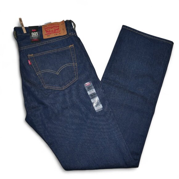 Levis 501 Original Fit Jeans Men's Size 36X36 Dark Rinse Stretch Denim NWT - Picture 13 of 13